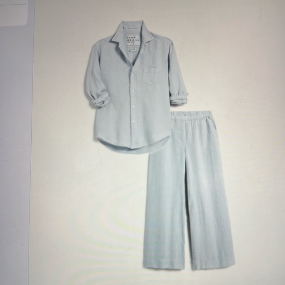 Light Blue knit Double-Breasted Jacket and Pants Set